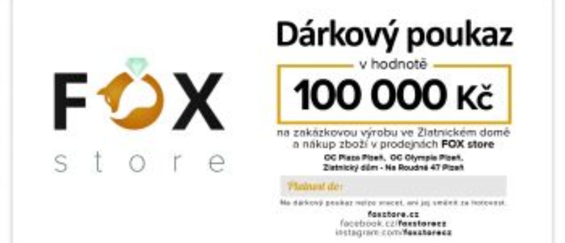 Dárkový poukaz FOX zlatnického domu Roudná v hodnotě 100000 Kč