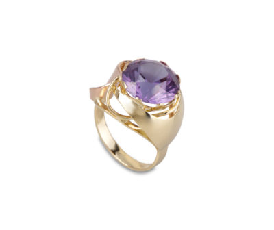 AUKCE | Zlatý masivní prsten s alexandritem
