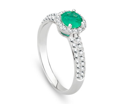 Smaragdový prsten s brilianty | Smaragdový prsten s brilianty značky FOX velikosti 53