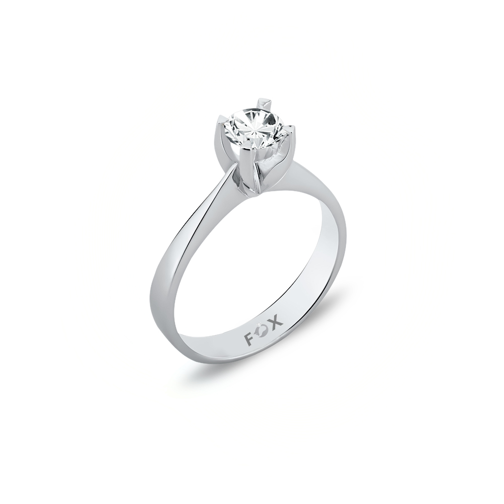 Originální zásnubní prsten zlatnické výroby značky FOX z bílého 18-ti karátového zlata, kterého zdobí centrální diamant