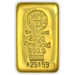 Zlatý slitek o hmotnosti 10 gramů společnosti Argor-Heraeus  / přední pohled