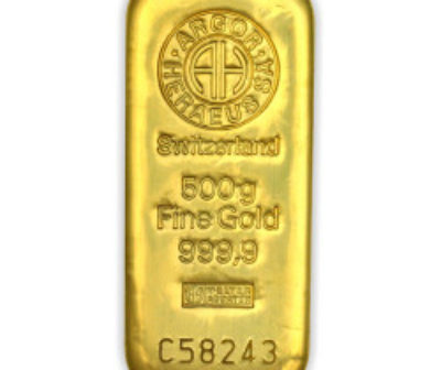 500g | Investiční zlatý slitek | Argor Heraeus | Švýcarsko