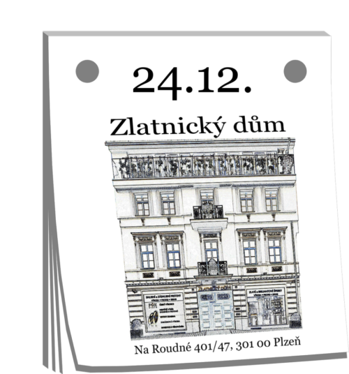 Trhací kalendář Zlatnického domu Roudná v Plzni
