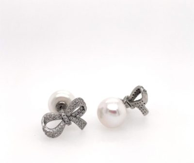 Náušnice s perlou a mašličkou