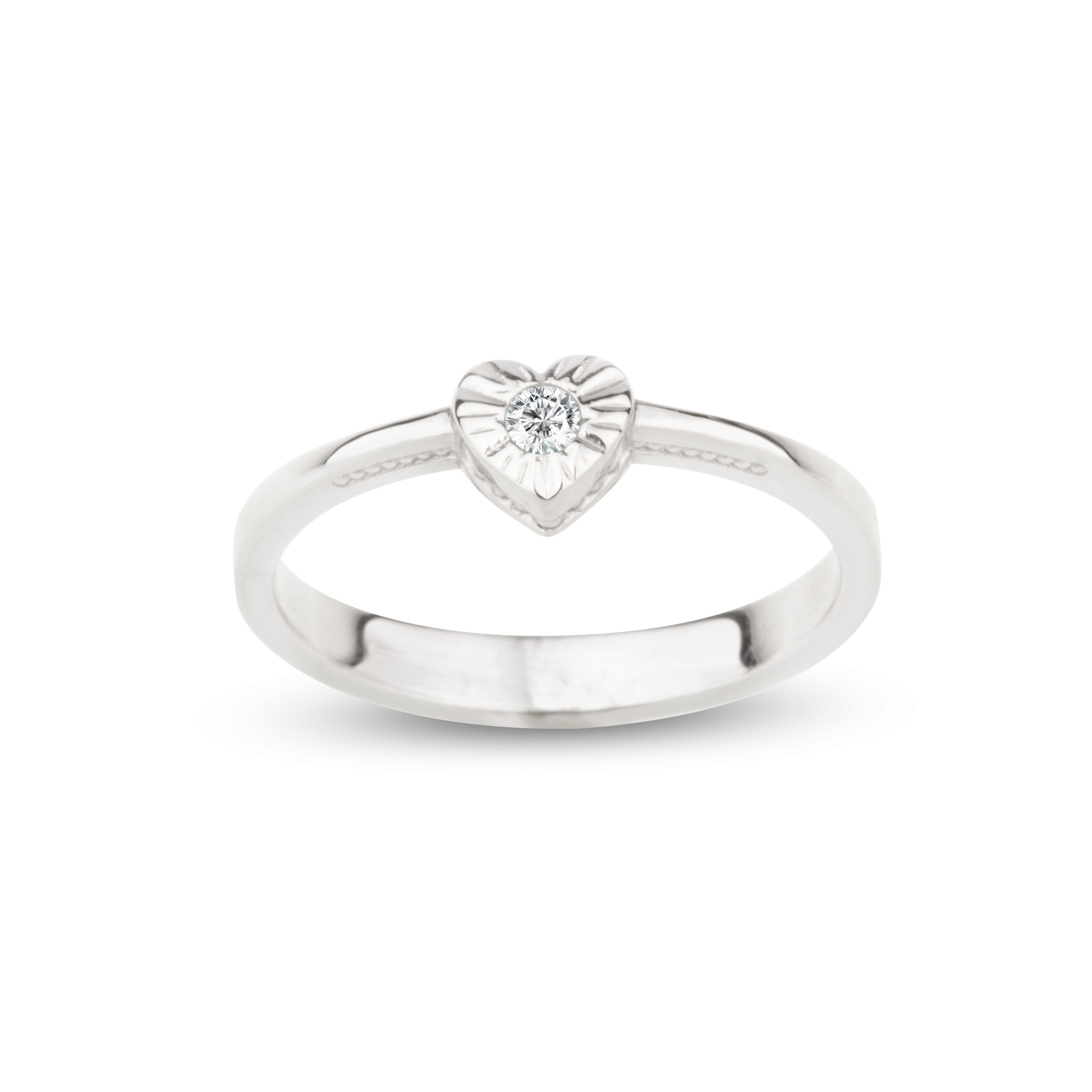 Zásnubní prsten ve tvaru srdce s diamantem