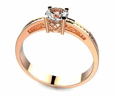 Zásnubní prsten značky FOX® 11 z růžového zlata, který je osazený jedním centrálním diamantem briliantového brusu.