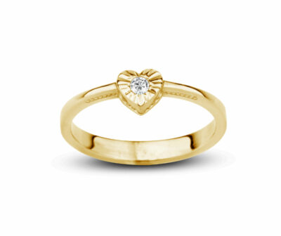 Zásnubní prsten značky FOX® 14 ze žlutého zlata, který je osazený jedním centrálním diamantem briliantového brusu.
