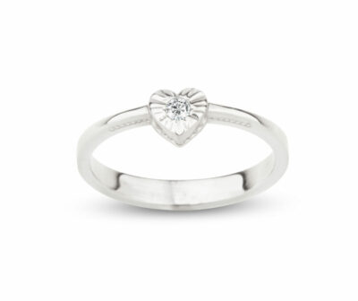 Zásnubní prsten značky FOX® 14 z bílého zlata, který je osazený jedním centrálním diamantem briliantového brusu.