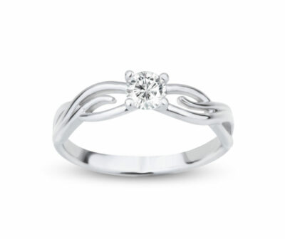 Zásnubní prsten značky FOX® 5 z bílého zlata, který je osazený jedním centrálním diamantem.
