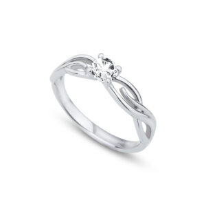 Zásnubní prsten značky FOX® 5 z bílého zlata, který je osazený jedním centrálním diamantem. hlavní