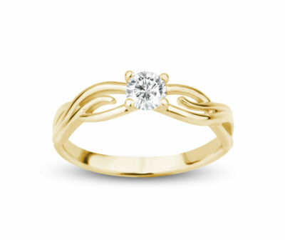 Zásnubní prsten značky FOX® 5 ze žlutého zlata, který je osazený jedním centrálním diamantem.