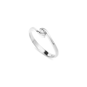 Zásnubní prsten značky FOX® 3 z bílého zlata, který je osazený jedním centrálním diamantem briliantového brusu. hlavní