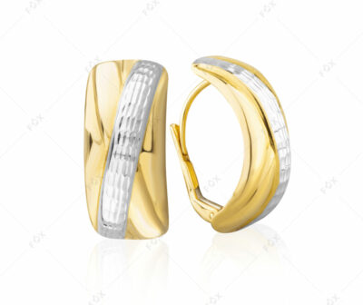 Elegantní zlaté náušnice Stripe z bílého a žlutého zlata pro každý den, vhodné ke kombinaci se šperky jak z bílého, tak ze žlutého zlata.